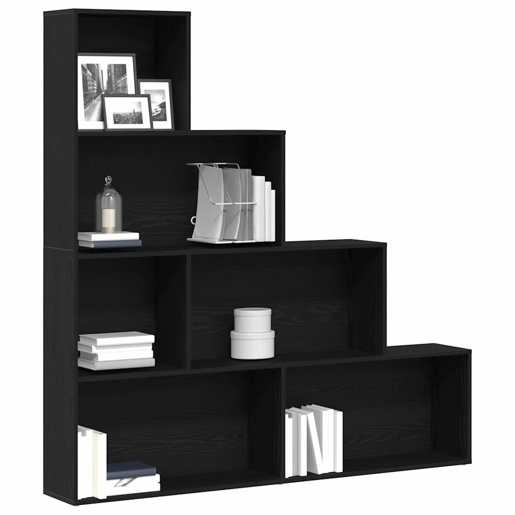 Book Cabinet Black Oak 155 x 24 x 160 cm Engineered Wood